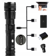 Torcia a LED XHP50 Torcia tattica USB ricaricabile Impermeabile da Campeggio in alluminio - 1500lm - illuminazione fino a 300mt Torcia a LED XHP50 Torcia tattica USB ricaricabile Impermeabile da Campeggio in alluminio - 1500lm - illuminazione fino a 300mt