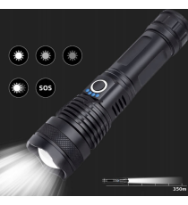 Torcia a LED XHP50 Torcia tattica USB ricaricabile Impermeabile da Campeggio in alluminio - 1500lm - illuminazione fino a 300mt Torcia a LED XHP50 Torcia tattica USB ricaricabile Impermeabile da Campeggio in alluminio - 1500lm - illuminazione fino a 300mt