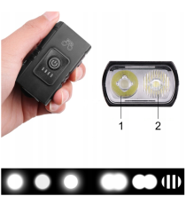 Luci bicicletta LED 1600 lumens anteriore e posteriore - Ricaricabili USB - Lega di Alluminio - Doppia batteria al litio 18650 Luci bicicletta LED 1600 lumens anteriore e posteriore - Ricaricabili USB - Lega di Alluminio - Doppia batteria al litio 18650