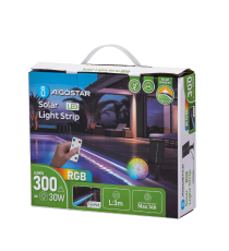Striscia led solare 3mt + 2mt cavo RGB 30W 300lumen IP65 da esterno - 30 LEDs/m 505 (3.2V/150mA) durata max. 14h