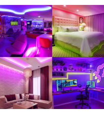 Striscia led solare 3mt + 2mt cavo RGB 30W 300lumen IP65 da esterno - 30 LEDs/m 505 (3.2V/150mA) durata max. 14h