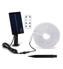 Striscia led solare 3mt + 2mt cavo 2700K Luce calda 30W 300lumen IP65 da esterno - 60 LEDs/m 2835 (3.2V/150mA) durata max. 14h
