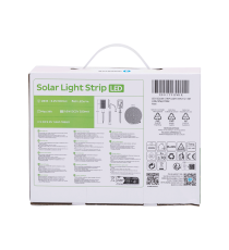Striscia led solare 3mt + 2mt cavo 2700K Luce calda 30W 300lumen IP65 da esterno - 60 LEDs/m 2835 (3.2V/150mA) durata max. 14h