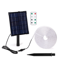 Striscia led solare 5mt + 2mt cavo 6500K Luce fredda 50W 500lumen IP65 da esterno - 60 LEDs/m 2835 (3.2V/150mA) durata max. 14h