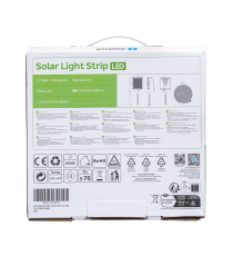 Striscia led solare 5mt + 2mt cavo 2700K Luce calda 50W 500lumen IP65 da esterno - 60 LEDs/m 2835 (3.2V/150mA) durata max. 14h