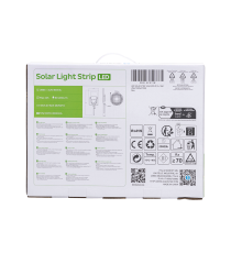 Striscia led solare 10mt + 2mt cavo 6500K Luce fredda 100W 1000lumen IP65 da esterno - 60 LEDs/m 2835 (3.2V/60mA) durata max.14h