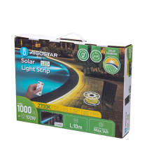 Striscia led solare 10mt + 2mt cavo 6500K Luce fredda 100W 1000lumen IP65 da esterno - 60 LEDs/m 2835 (3.2V/60mA) durata max.14h