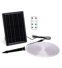 Striscia led solare 10mt + 2mt cavo RGB multicolor 100W 1000lumen IP65 da esterno - 60 LEDs/m 2835 (3.2V/60mA) durata max.14h