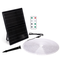 Striscia led solare 20mt + 2mt cavo 2700K Luce calda 200W 2000lumen IP65 da esterno - 60 LEDs/m 2835 (3.2V/60mA) durata max. 14h