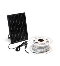 Striscia led solare 20mt + 2mt cavo 6500K Luce fredda 200W 2000lumen IP65 da esterno - 60 LEDs/m 2835 (3.2V/60mA) durata max.14h