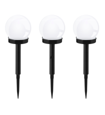 Kit 3pz lampada solare da giardino Sfera solare LED bianca misura D10cm*H36cm - IP65 - con pannello solare durata min. 8h Kit 3pz lampada solare da giardino Sfera solare LED bianca misura D10cm*H36cm - IP65 - con pannello solare durata min. 8h