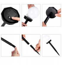 Kit 3pz lampada solare da giardino Sfera solare LED bianca misura D10cm*H36cm - IP65 - con pannello solare durata min. 8h Kit 3pz lampada solare da giardino Sfera solare LED bianca misura D10cm*H36cm - IP65 - con pannello solare durata min. 8h