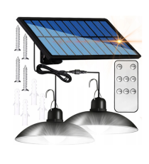 Doppia Lampada solare led a sospensione IP 65 con sensore crepuscolare - telecomando - batteria 1200 mAh misura 14,8x6,4cm Doppia Lampada solare led a sospensione IP 65 con sensore crepuscolare - telecomando - batteria 1200 mAh misura 14,8x6,4cm