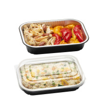 Contenitore alluminio stirato - c/ coperchio R-PET - 2 porzioni - 22 x 15 x 4,4 cm - Cuki Professional - conf. 25 pezzi Contenitore alluminio stirato - c/ coperchio R-PET - 2 porzioni - 22 x 15 x 4,4 cm - Cuki Professional - conf. 25 pezzi