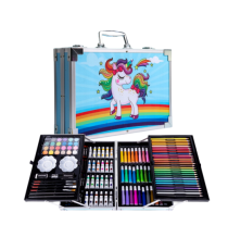 Set artistico per bambini con valigia 145pz Stationery set unicorno blu,pastelli,pennarelli,acquerelli,acrilici,pennelli e altro Set artistico per bambini con valigia 145pz Stationery set unicorno blu,pastelli,pennarelli,acquerelli,acrilici,pennelli e altro