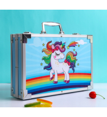 Set artistico per bambini con valigia 145pz Stationery set unicorno blu,pastelli,pennarelli,acquerelli,acrilici,pennelli e altro Set artistico per bambini con valigia 145pz Stationery set unicorno blu,pastelli,pennarelli,acquerelli,acrilici,pennelli e altro