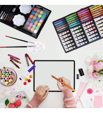 Set artistico per bambini con valigia 145pz Stationery set unicorno blu,pastelli,pennarelli,acquerelli,acrilici,pennelli e altro Set artistico per bambini con valigia 145pz Stationery set unicorno blu,pastelli,pennarelli,acquerelli,acrilici,pennelli e altro