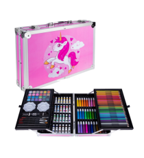 Set artistico per bambini con valigia 145pz Stationery set unicorno rosa,pastelli,pennarelli,acquerelli,acrilici,pennelli e altr Set artistico per bambini con valigia 145pz Stationery set unicorno rosa,pastelli,pennarelli,acquerelli,acrilici,pennelli e altr
