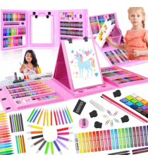 Set artistico per bambini 208pz Stationery set pink,pastelli,pennarelli,acquerelli,colla,pennelli,matite,gomme,fogli e altro Set artistico per bambini 208pz Stationery set pink,pastelli,pennarelli,acquerelli,colla,pennelli,matite,gomme,fogli e altro