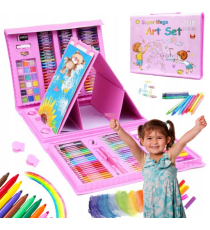 Set artistico per bambini 208pz Stationery set pink,pastelli,pennarelli,acquerelli,colla,pennelli,matite,gomme,fogli e altro Set artistico per bambini 208pz Stationery set pink,pastelli,pennarelli,acquerelli,colla,pennelli,matite,gomme,fogli e altro