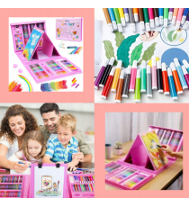 Set artistico per bambini 208pz Stationery set pink,pastelli,pennarelli,acquerelli,colla,pennelli,matite,gomme,fogli e altro Set artistico per bambini 208pz Stationery set pink,pastelli,pennarelli,acquerelli,colla,pennelli,matite,gomme,fogli e altro