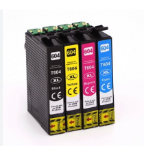Pack 4 cartucce T604XL BK-C-M-Y alta qualità compatibili C13T10H94010 per Epson XP 2200,3200,4200,WF 2910,2930,2950 T604XL