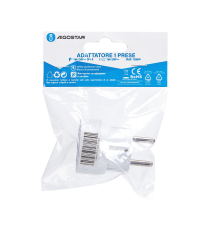 Adattatore rotondo a 1 via 16A bianco con spina 16A 250V, presa 16A 250V~ 1-WAY P17/11 max 1500W Adattatore rotondo a 1 via 16A bianco con spina 16A 250V, presa 16A 250V~ 1-WAY P17/11 max 1500W