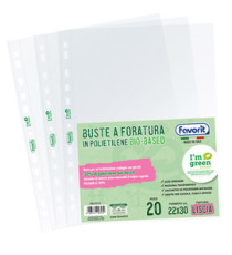 Buste forate - 22 x 30 cm - PE Bio-Based - liscio superior - Favorit - conf. 20 pezzi Buste forate - 22 x 30 cm - PE Bio-Based - liscio superior - Favorit - conf. 20 pezzi