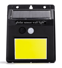 Applique LED COB solare con sensore di movimento nera 1.1W 130lumen 6500K Luce fredda IP65 lampada L96xW124xH48mm