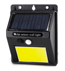 Applique LED COB solare con sensore di movimento nera 1.1W 130lumen 6500K Luce fredda IP65 lampada L96xW124xH48mm