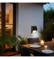 Applique LED COB solare con sensore di movimento nera 1.1W 130lumen 6500K Luce fredda IP65 lampada L96xW124xH48mm