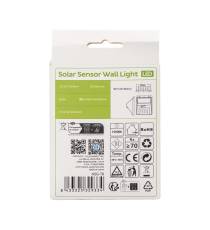 Applique LED COB solare con sensore di movimento nera 1.1W 130lumen 6500K Luce fredda IP65 lampada L96xW124xH48mm