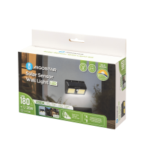 Applique LED COB solare con sensore di movimento nera 1.5W 200lumen 6500K Luce fredda IP65 lampada L192xW43xH115mm