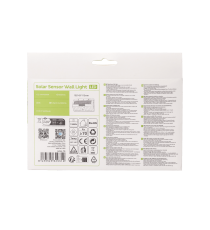 Applique LED COB solare con sensore di movimento nera 1.5W 200lumen 6500K Luce fredda IP65 lampada L192xW43xH115mm