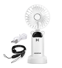 Ventilatore portatile da 3 pollici, 3 pale, 5 velocità, 1200mAh, bianco, Slot integrato per aromaterapia Ventilatore portatile da 3 pollici, 3 pale, 5 velocità, 1200mAh, bianco, Slot integrato per aromaterapia