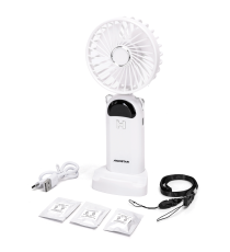 Ventilatore portatile da 3 pollici, 3 pale, 5 velocità, 1200mAh, bianco, Slot integrato per aromaterapia Ventilatore portatile da 3 pollici, 3 pale, 5 velocità, 1200mAh, bianco, Slot integrato per aromaterapia
