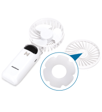 Ventilatore portatile da 3 pollici, 3 pale, 5 velocità, 1200mAh, bianco, Slot integrato per aromaterapia Ventilatore portatile da 3 pollici, 3 pale, 5 velocità, 1200mAh, bianco, Slot integrato per aromaterapia