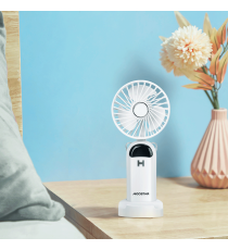 Ventilatore portatile da 3 pollici, 3 pale, 5 velocità, 1200mAh, bianco, Slot integrato per aromaterapia Ventilatore portatile da 3 pollici, 3 pale, 5 velocità, 1200mAh, bianco, Slot integrato per aromaterapia