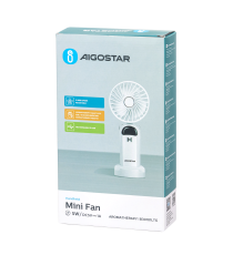Ventilatore portatile da 3 pollici, 3 pale, 5 velocità, 1200mAh, bianco, Slot integrato per aromaterapia Ventilatore portatile da 3 pollici, 3 pale, 5 velocità, 1200mAh, bianco, Slot integrato per aromaterapia