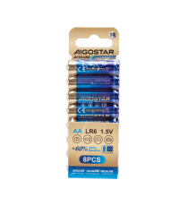 Batteria alcalina stilo AA LR6 1.5V 8pz alta qualità, di grande durata - Senza mercurio e rispettoso dell'ambiente Batteria alcalina stilo AA LR6 1.5V 8pz alta qualità, di grande durata - Senza mercurio e rispettoso dell'ambiente