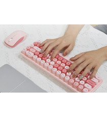Set tastiera con mouse wireless pink Mofii - Tasti in rilievo, Design compatto e portatile - tasto on-off - fino a 10mt Set tastiera con mouse wireless pink Mofii - Tasti in rilievo, Design compatto e portatile - tasto on-off - fino a 10mt