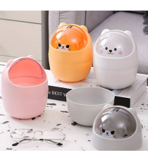 Mini cestino da scrivania arancione,coperchio a ribalta,design animaletto,gettacarte in plastica piccolo e simpatico da tavolo Mini cestino da scrivania arancione,coperchio a ribalta,design animaletto,gettacarte in plastica piccolo e simpatico da tavolo