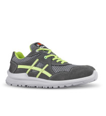 Calzatura di sicurezza Nico S1P SRC Flat Out - pelle scamosciata morbida - numero 45 - grigio/verde - U-Power