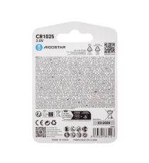 Batteria a bottone CR1025 3V 2pz al Litio - alta qualità, di grande durata - Dimensioni: L10xW10xH2.5mm Batteria a bottone CR1025 3V 2pz al Litio - alta qualità, di grande durata - Dimensioni: L10xW10xH2.5mm