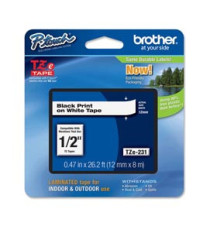 Brother - Nastro - Nero/Bianco - TZE231 - 12mm x 8mt Brother - Nastro - Nero/Bianco - TZE231 - 12mm x 8mt