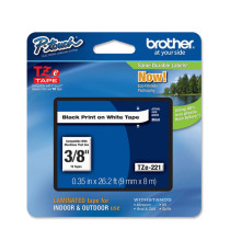 Brother - Nastro - Nero/Bianco -TZE221 - 9mm x 8mt Brother - Nastro - Nero/Bianco -TZE221 - 9mm x 8mt