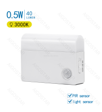 Luce led per armadio con sensore 40lm luce calda 3000K, 0.5W, on/off automatico tramite sensore + pulsante ,rilevamento a 3mt
