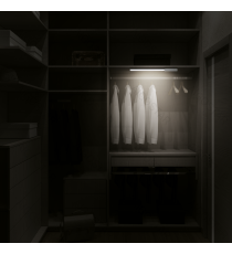 Lampada led per armadio con sensore 5W 400lm luce fredda 5700k con ricarica USB, Dimensioni L450xD26 mm,on/off auto con sensore