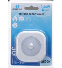 Luce notturna quadrata con sensore di movimento 30 lumen, luce fredda 6500K, 0.44W, a batteria, Distanza di rilevamento 2-5mt Luce notturna quadrata con sensore di movimento 30 lumen, luce fredda 6500K, 0.44W, a batteria, Distanza di rilevamento 2-5mt