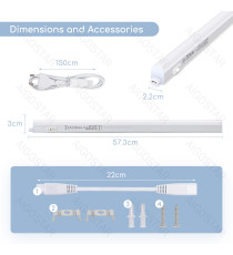 Tubo LED T5 8w,920 lumen,luce calda 3000K,lampada batten light misura L573xW22xH30 mm Equivalenza incandescente: 67W